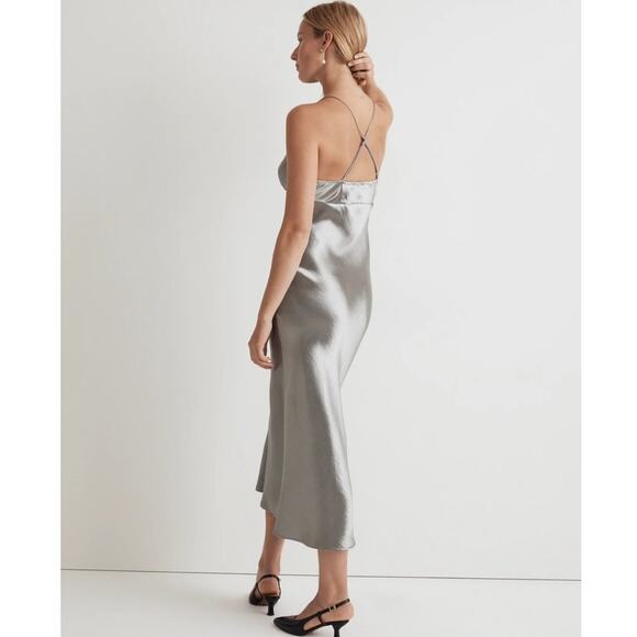 NWT Madewell The Layton Midi Slip Dress in Metallic Recycled‎ Satin Size 2 - Picture 10 of 16
